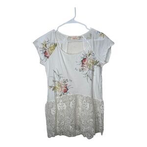 Johnny Was 4 Love‎ & Liberty Women's Floral Embroidered Cotton Top Cream …